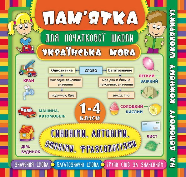 Українська мова. 1-4 класи Синоніми,антоніми,омоніми,фразеологізми(Пам'ятка для початкової школи) Українська мова. 1-4 класи Синоніми,антоніми,омоніми,фразеологізми(Пам'ятка для початкової школи)