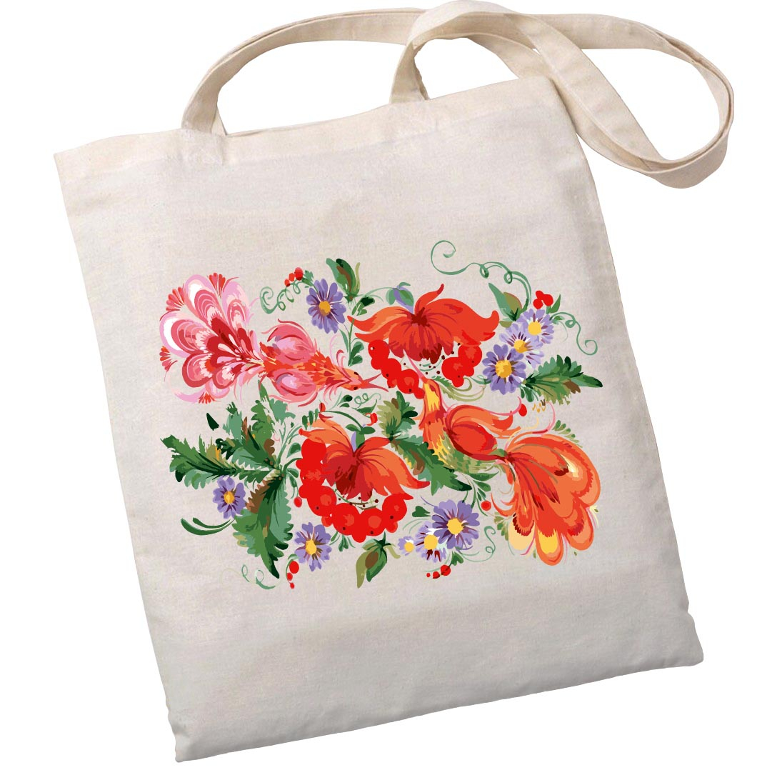 Екошопер Bookopt Петриківський розпис - Червоні квіти (BK4002) Екошопер Bookopt Петриківський розпис - Червоні квіти (BK4002)