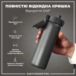 Пляшка для води металева ION8 Stainless Steel Grey 600 мл. Изображение №2