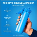 Пляшка для води металева ION8 Stainless Steel Blue 600 мл. Изображение №2