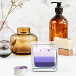 Ароматична свічка Bispol в квадратному стакан із триколірним наповненням Фіалка (SNK80-131). Зображення №1