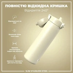 Пляшка для води металева ION8 Stainless Steel Creamy White 600 мл. Зображення №2