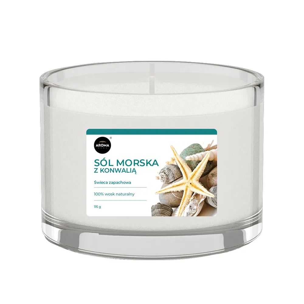 Ароматическая свеча из натурального воска Aroma Home Морская соль с ландышем, Базовая серия, 115 г Ароматическая свеча из натурального воска Aroma Home Морская соль с ландышем, Базовая серия, 115 г