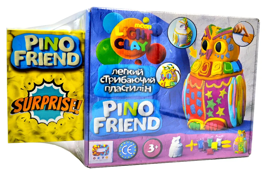 Набір легкого стрибаючого пластиліну Pino Friend Пуффі ТМ Moon light clay 70034 + Сюрприз Набір легкого стрибаючого пластиліну Pino Friend Пуффі ТМ Moon light clay 70034 + Сюрприз