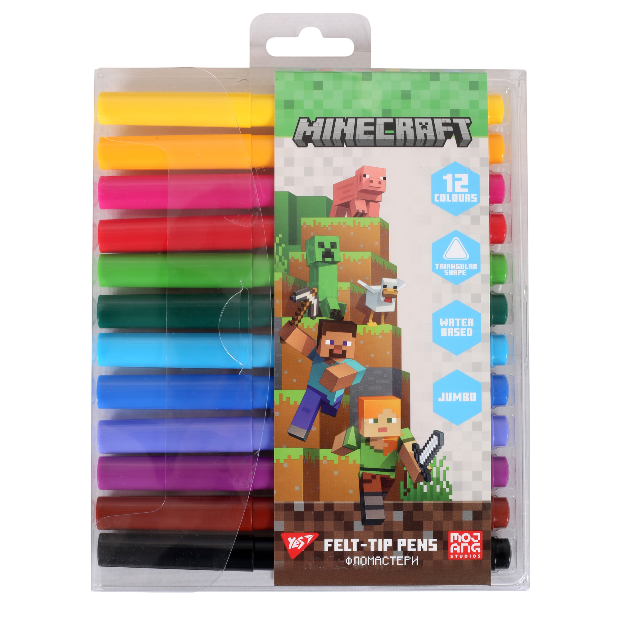 Фломастеры Yes 12 цветов Jumbo Minecraft Фломастеры Yes 12 цветов Jumbo Minecraft