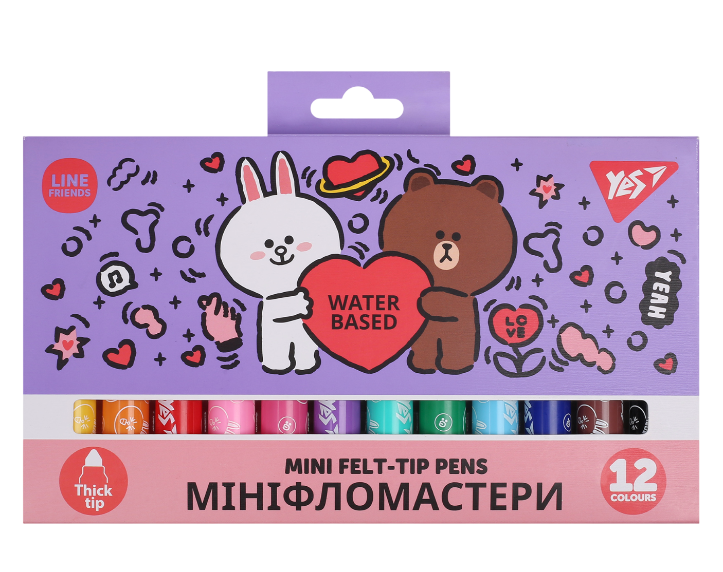 Фломастери Yes 12 кольорів Line Friends Mini Фломастери Yes 12 кольорів Line Friends Mini