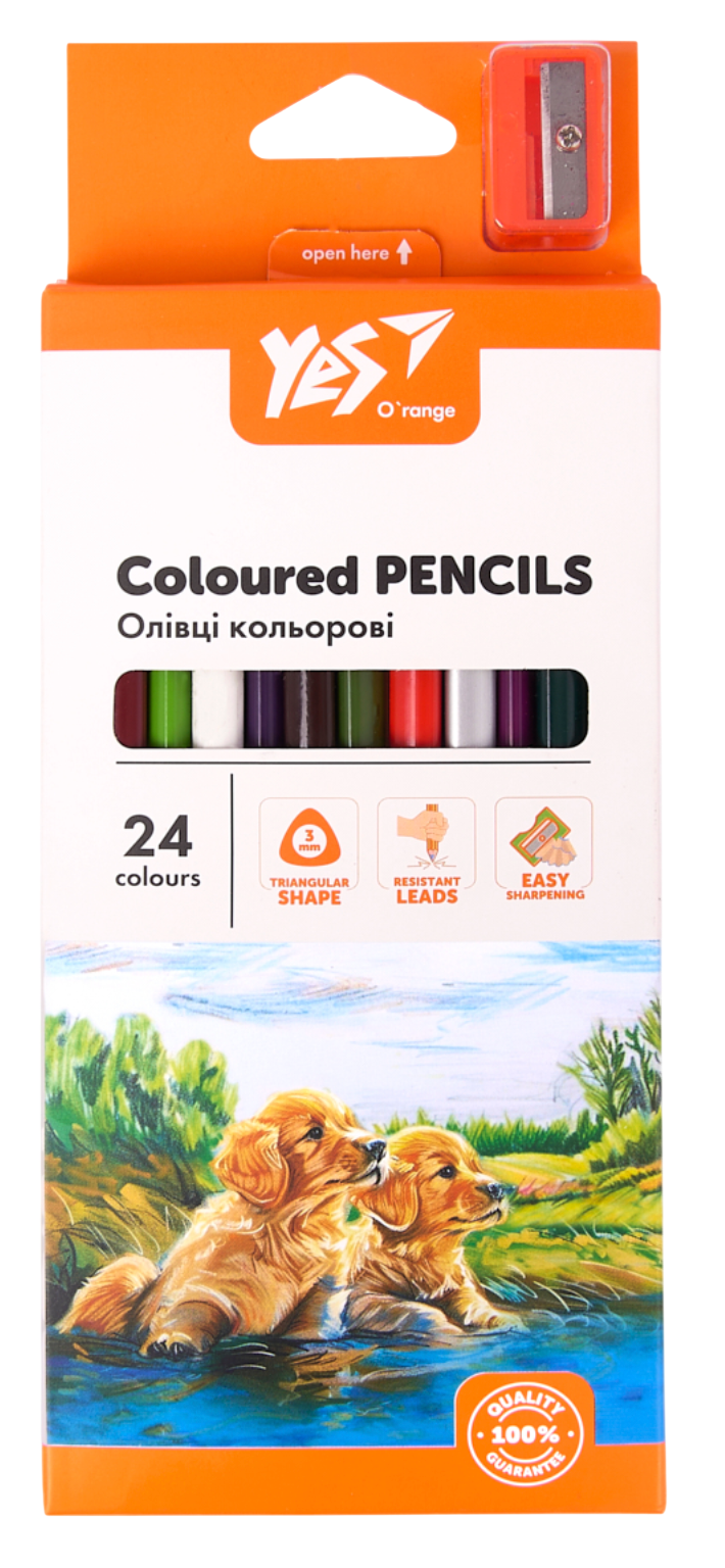 Карандаши цветные Yes 24 цвета Orange Line с точилкой Карандаши цветные Yes 24 цвета Orange Line с точилкой