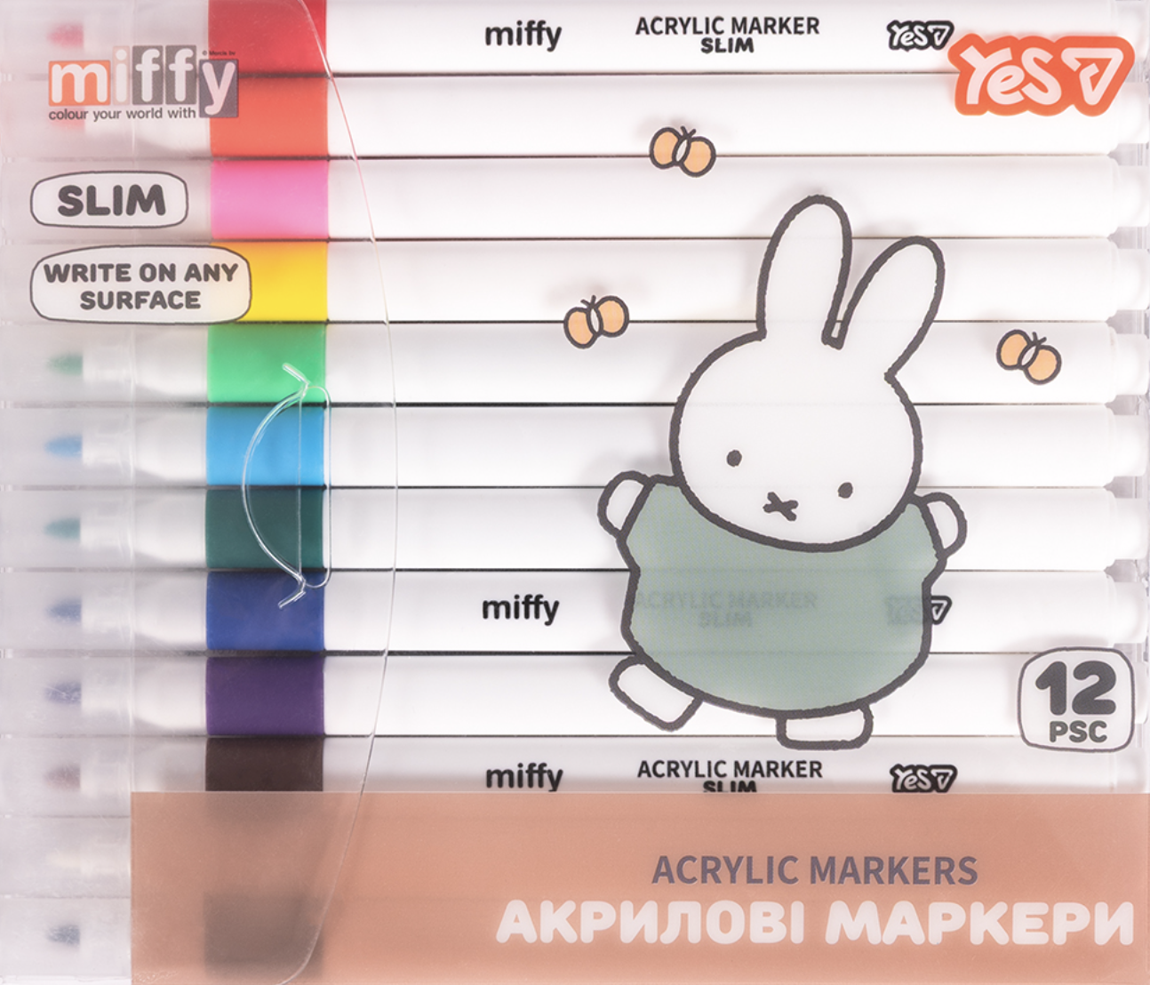 Маркери акрилові Yes Miffy 12 кольорів Маркери акрилові Yes Miffy 12 кольорів