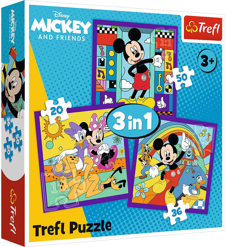 Пазли Trefl Disney Міккі та його весела команда 3 в 1 Пазли Trefl Disney Міккі та його весела команда 3 в 1