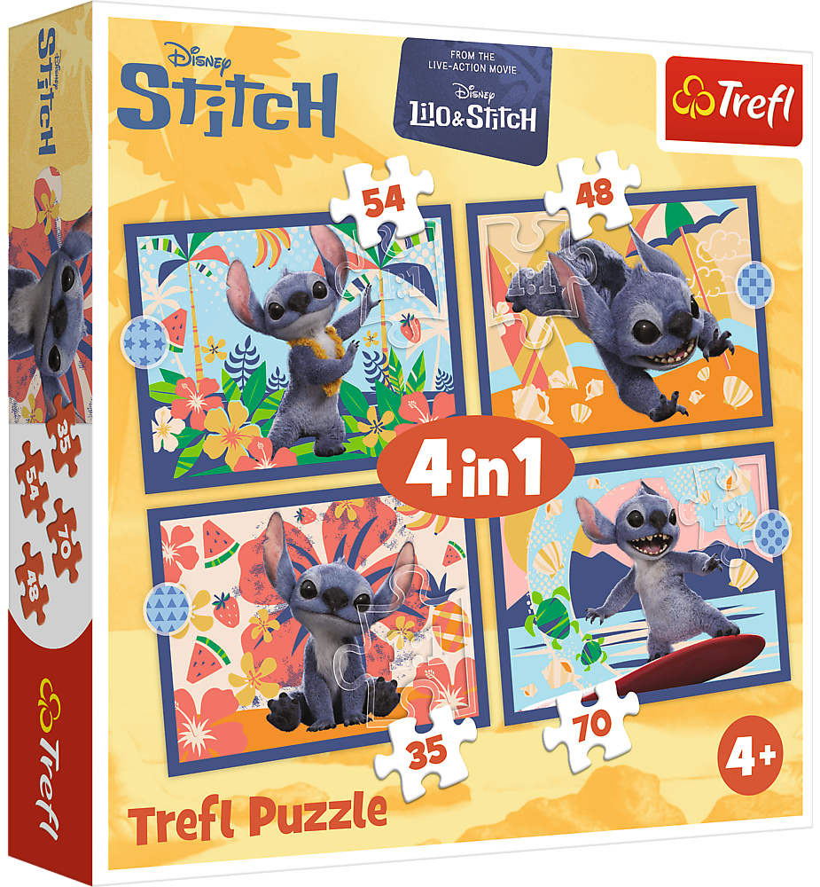 Пазли Trefl Disney Stitch The Movie Відпустка на Гаваях 4 в 1 Пазли Trefl Disney Stitch The Movie Відпустка на Гаваях 4 в 1