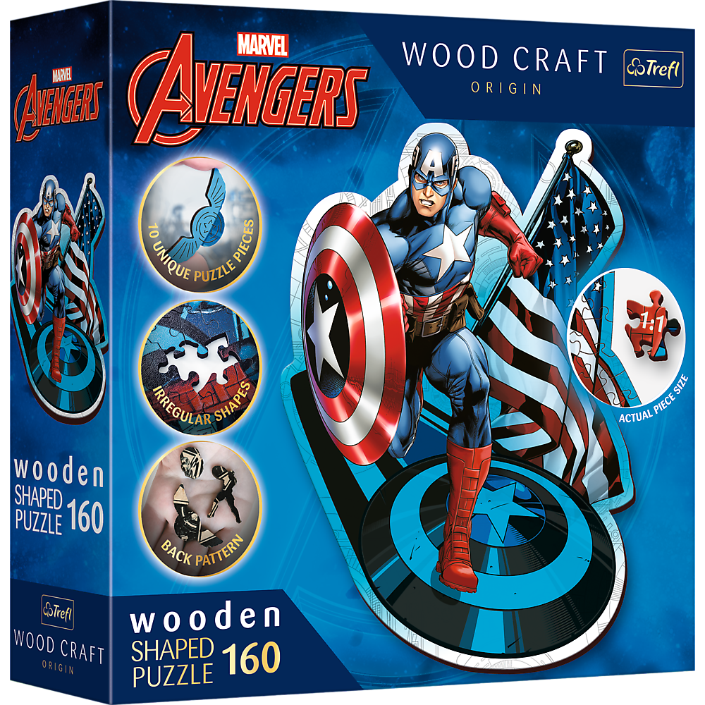 Дерев'яний пазл Trefl Wooden Marvel Heroes Капітан Америка Дерев'яний пазл Trefl Wooden Marvel Heroes Капітан Америка